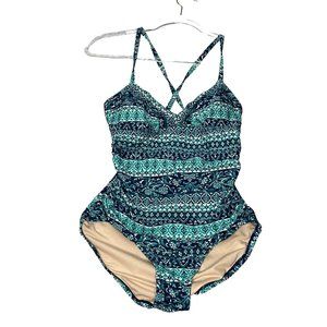 Kona Sol One Piece Swimsuit Bathing Suit Swimwear Padded Cross Straps Tie Back